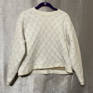 Madewell Women's Quilted Sweatshirt Cream Tan Swing Cropped sz S #MD228